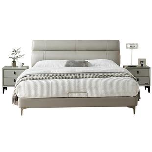 全友家居高端大气真皮主卧室大床1米8双人床2米x2米2悬浮婚床家具