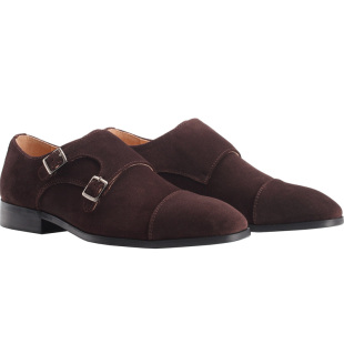 Monk英伦孟克鞋尖头真皮鞋搭扣僧侣男鞋反绒皮翻毛商务Men Shoes