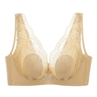 依曼丽夏季薄款内衣女大胸显小兔耳朵杯防凸点背心式调整型文胸