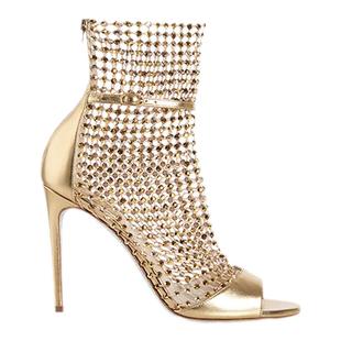 【折扣倒计时】RENE CAOVILLA GALAXIA金色水钻网面高跟鞋