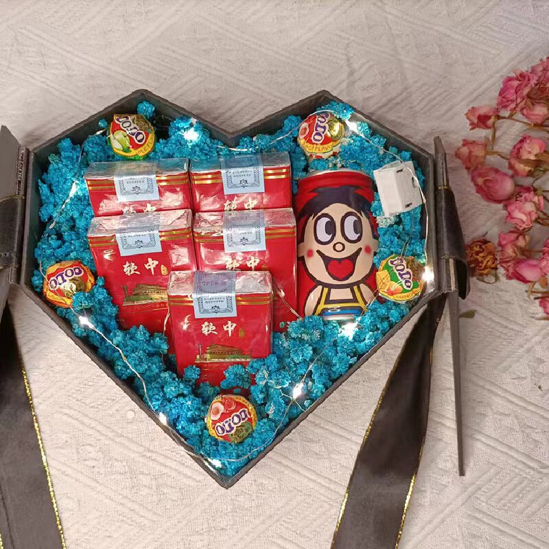 成品爱心满天星永生香烟花束礼盒装送男友老公创意情人节生日礼物