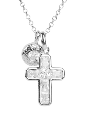 情绪波动925银十字架水钻项链