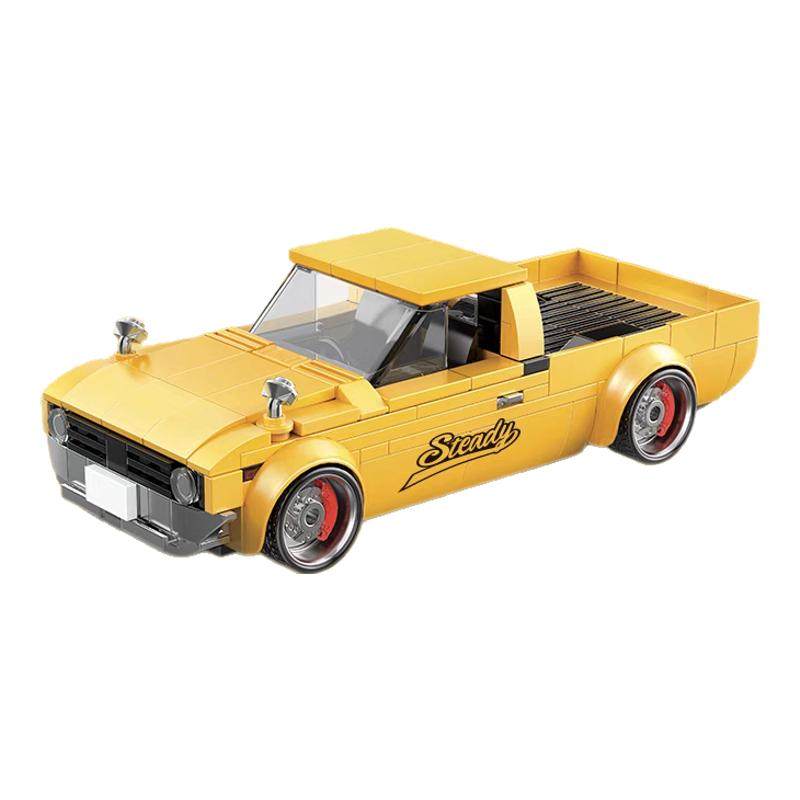 品铂复古皮卡车国产高砖积木MOC八格车老爷车小颗粒拼装玩具模型