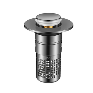 德国YEMO304不锈钢按压弹跳芯洗手盆脸池漏水塞通用下水器过滤网