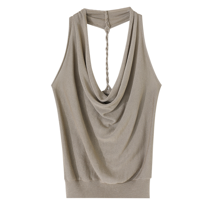 大于诗集 无人之境 纯欲风无袖背心女修身显瘦挂脖荡领针织上衣夏