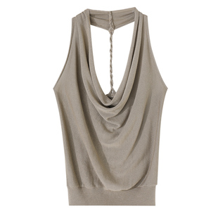 大于诗集 无人之境 纯欲风无袖背心女修身显瘦挂脖荡领针织上衣夏