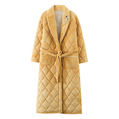 睡袍冬加厚三层夹棉女款超厚