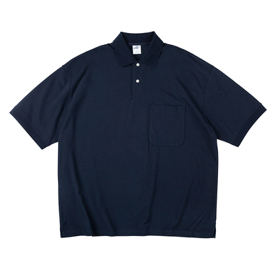 廓形口袋宽松落肩polo衫