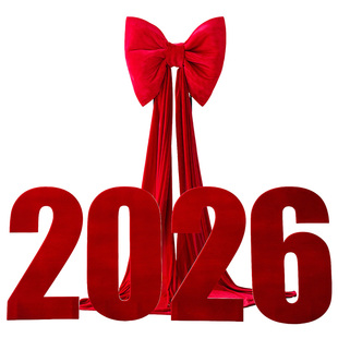 2026新年装饰红色蝴蝶结拉花路引节日装扮春节背景墙橱窗布置摆件