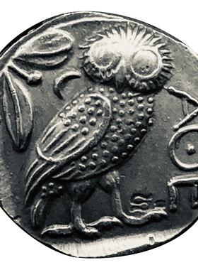 雅典娜猫头鹰纯银古希腊银币吊坠