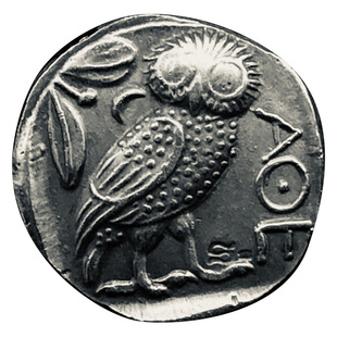 希腊银币纯银智慧女神雅典娜吊坠猫头鹰古币项链水瓶座守护神礼物