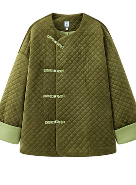 厅唐新中式单排扣棉服女
