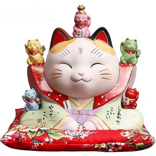 招财猫摆件 大号日本陶瓷储钱罐存钱罐招姻缘招桃花家居开业