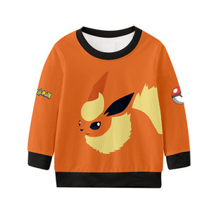 精灵宝可梦皮卡丘耿鬼可达鸭圆领卫衣套头男女儿童装学生宝宝长袖