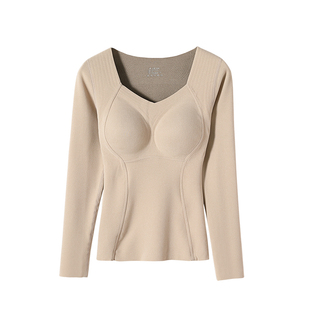 保暖内衣女加厚加绒带胸垫打底衫无痕长袖2025新款秋冬季贴身上衣