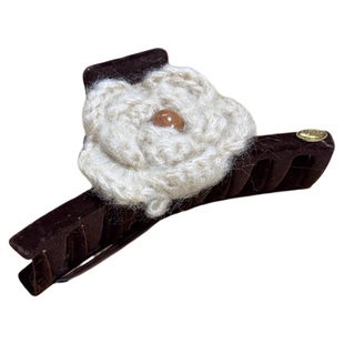 温柔定格~抓夹女毛线花朵鲨鱼夹AB面发夹2026新款秋冬发饰高级感