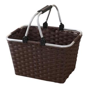 铝合金手提篮子购物篮野餐篮子仿藤编织篮子超市购物篮野餐篮子