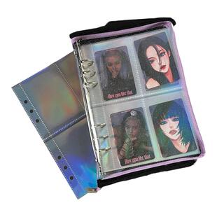 A5活页替芯6孔4格2格镭射卡页内芯袋塑料PP袋拍立得3寸照片收纳袋