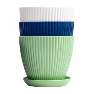 多肉花盆家用塑料小号树脂盆栽法师非陶瓷盆阳台小竖纹加厚盆包邮