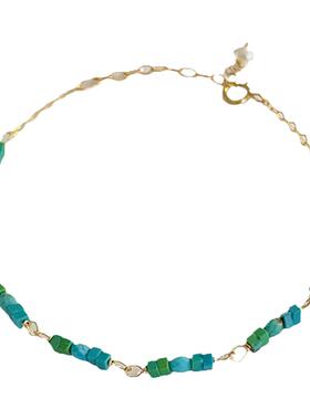绿松石14k包金简约手链