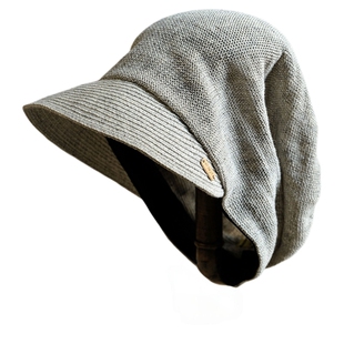 小野商 日本原生麻针织堆堆帽显脸小报童帽女春夏新款帽檐款冷帽