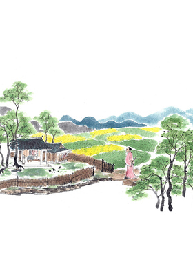 青澍水墨风景系列【小满】限量签章版画 新中式装饰带装裱
