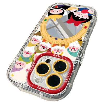 公主矮人镜面适用苹果17promax奶油壳华为oppo新iPhone16promax/15/13promax手机壳真我红米小米13pro/u