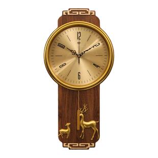 中国风复古实木挂钟客厅家用时尚实木摇摆钟表中式现代简约石英钟