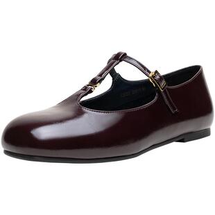 百思图2025秋季新款T字玛丽珍鞋时尚复古法式浅口女单鞋F3033CQ5