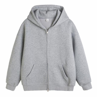 重磅450G连帽拉链纯色卫衣男女oversize宽松加绒开衫情侣上衣外套