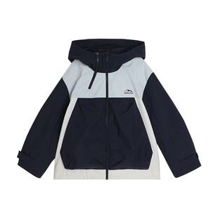 布丁哈鲁童装春装女童撞色上衣2026春季新款儿童休闲连帽防风外套