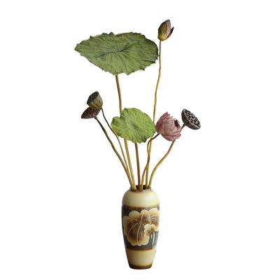 荷叶莲蓬干花花束禅意插花