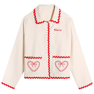 落落狷介外套女春季2025新款刺绣小个子设计感短外套开春ootd外套