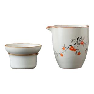 万事如意汝窑公道杯过滤套组陶瓷公杯分茶器茶漏一体茶海匀杯套装