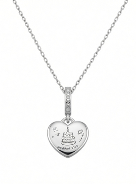 月售500条S925纯银爱心吊牌项链