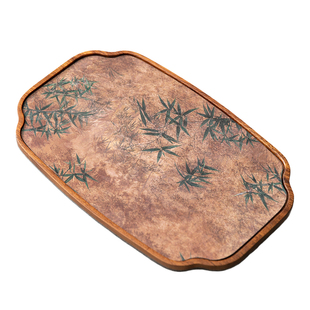 复古胡桃木干泡盘茶席中式布艺茶杯垫壶承小型家用茶托盘实木茶盘