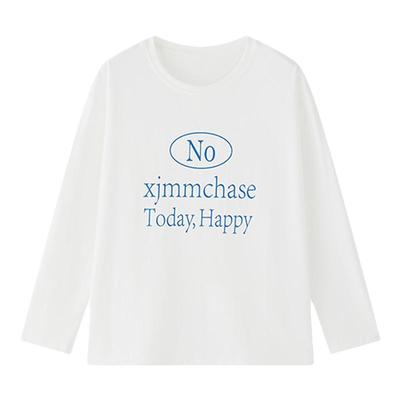 虾酱麻麻双色纯棉长袖打底T恤