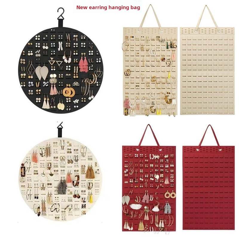 毛毡耳环收纳挂袋壁挂式饰品首饰挂袋墙挂式耳钉珠宝收纳展示架