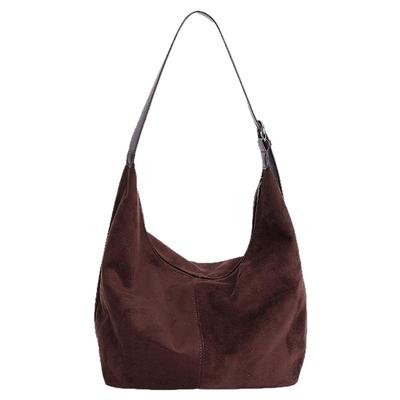 休闲复古麂皮绒包包女式2025新款轻便百搭单肩斜挎包大容量托特包