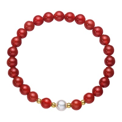 Meluxe美奈红“韵”玛瑙珍珠弹力绳手串本命年手链轻奢小众送礼