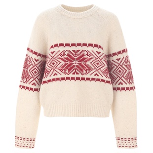 wana try绵羊毛手工感毛衣复古节日冬季流行风格新款女装圣诞上衣