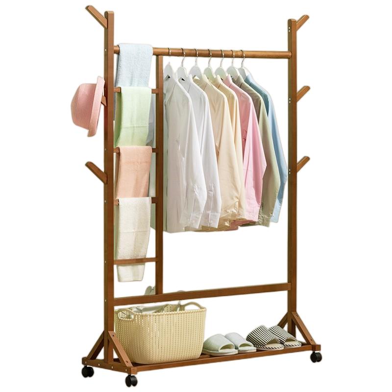 衣架落地卧室挂衣架柜衣帽架置物架简易挂包架简约实木家用现代