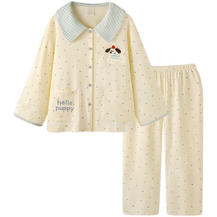 睡衣女春秋新款柔软纯棉磨毛长袖长裤套装可爱甜美少女大码家居服