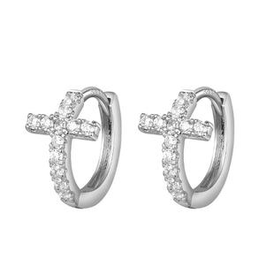 925纯银针超闪十字架耳环女养耳洞耳圈耳骨钉2025新爆款耳扣耳饰