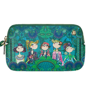 卡秀原创印花牛皮手拿包2025新款百搭链条真皮女包单肩斜挎小包包