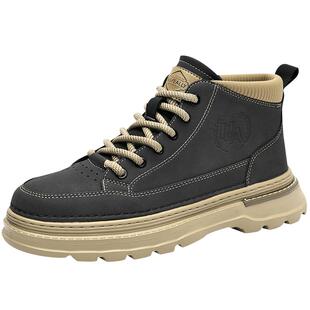 海澜之家高帮男鞋秋冬季加绒棉鞋厚底马丁靴男士运动休闲工装靴子