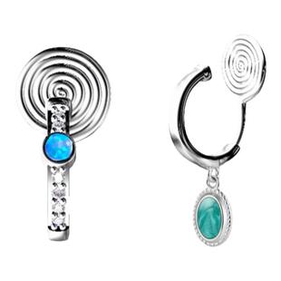 LUCKJAY 耳夹款 欧美潮流星空绿石邓为同款耳环轻奢耳圈澳宝耳扣