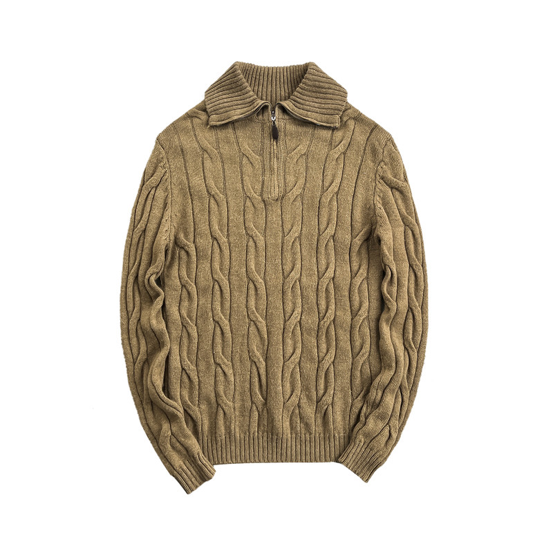 老钱风男士美丽诺羊毛半高领毛衣