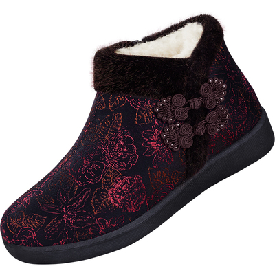 老北京中老年女加绒防滑高帮棉鞋