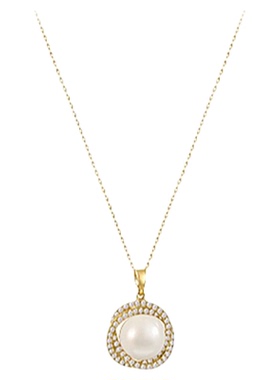 古婷珍珠螺旋吊坠项链高级感